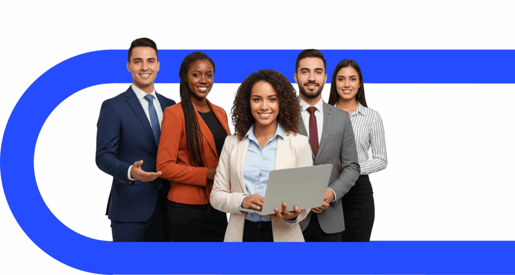equipo ded trabajo de personas jovenes listos para ayudarte